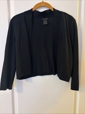 Ann Taylor Black Open-Front Cropped Cardigan